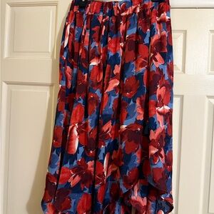 Draper James Red and Blue Floral High-Low Skirt
